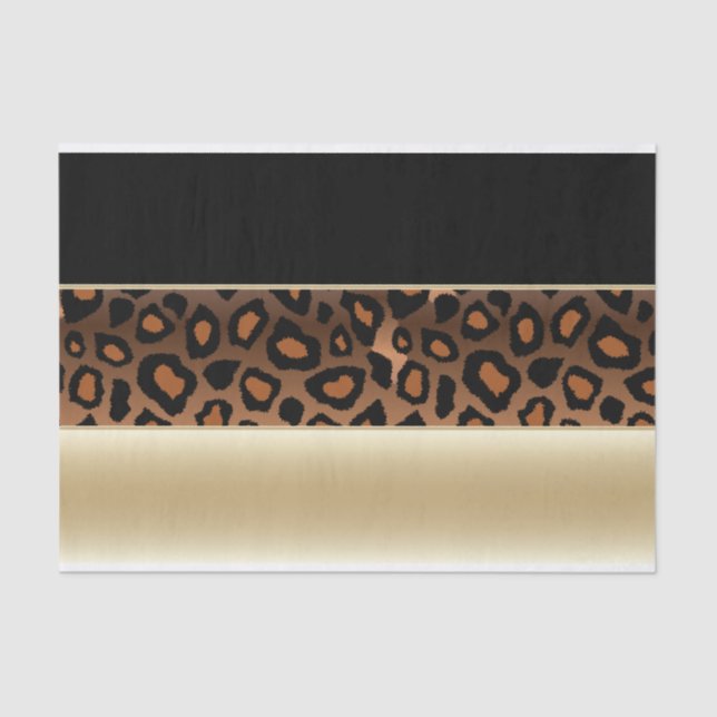 Champagne, Black and Jaguar Print Tissue Paper (Front)