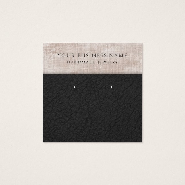 Champagne Black Faux Leather Earring Display Cards (Front)