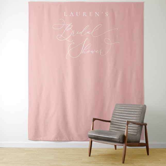 Champagne Blush Bridal Shower Photo Backdrop Tapestry (In Situ)