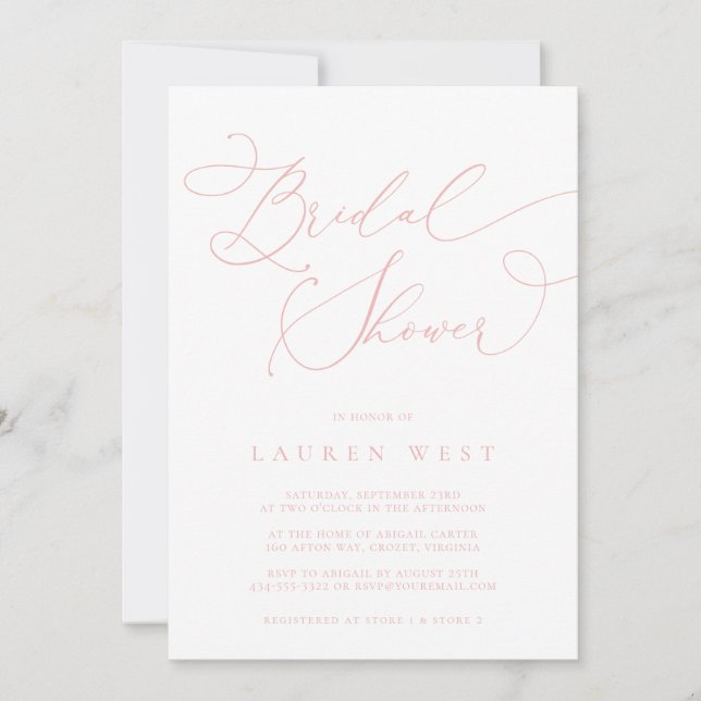 Champagne Blush Modern Bridal Shower Invitation (Front)