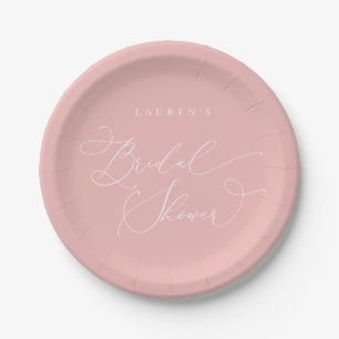 Champagne Blush Modern Bridal Shower Paper Plate