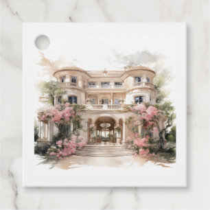 Champagne & Blush Old Money European Villa Wedding Favour Tags