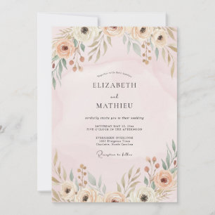 Champagne Blush Painted Wedding Invitation