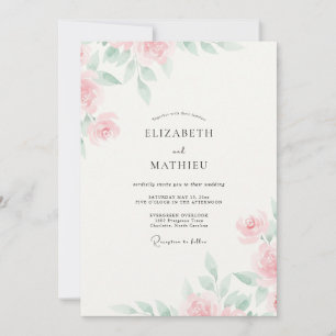 Champagne Blush Peony Wedding Invitation