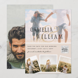 Champagne Blush PHOTO Wedding Invitation QR Code