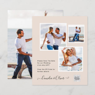 Champagne Blush PHOTO Wedding Invitation QR Code