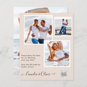 Champagne Blush PHOTO Wedding Invitation QR Code