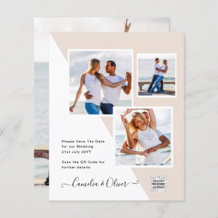 Champagne Blush PHOTO Wedding Invitation QR Code