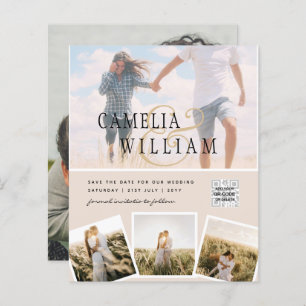 Champagne Blush PHOTO Wedding Invitation QR Code