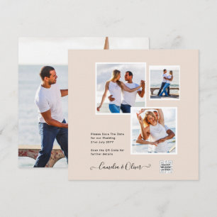 Champagne Blush PHOTO Wedding Invitation QR Code