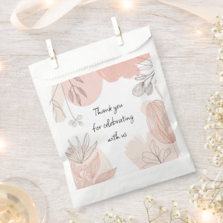Champagne Blush Pink - Hand Drawn Floral Favour Ba Bags