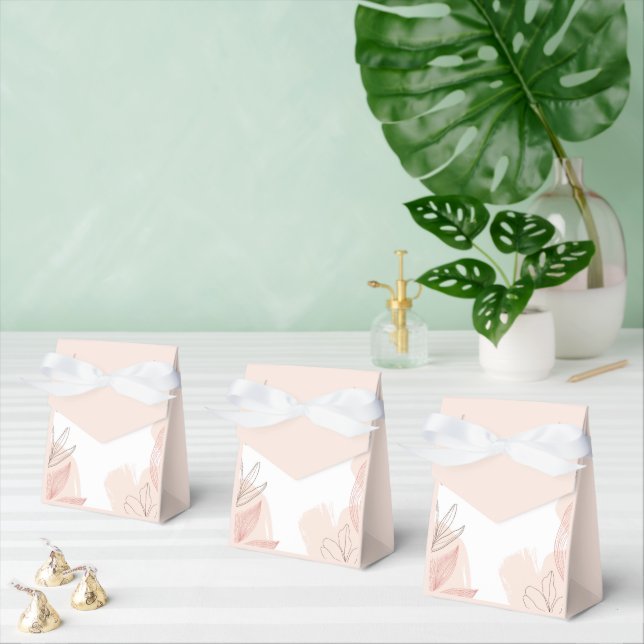 Champagne Blush Pink - Hand Drawn Floral Favour Box (Multiple)