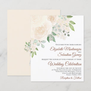 Champagne Blush Roses Boho BUDGET Wedding Invite