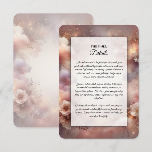 Champagne Blush Stardust Garden Wedding Enclosure Card (Front/Back)