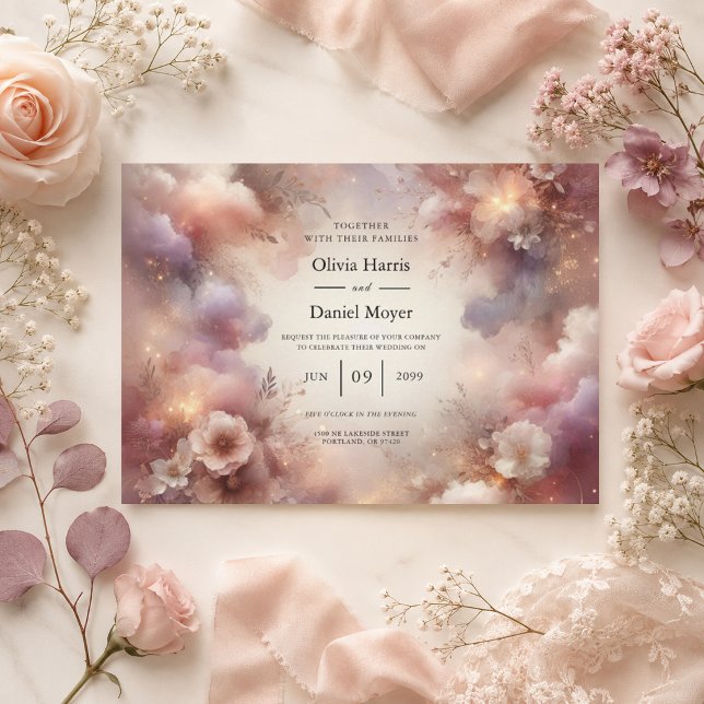 Champagne Blush Stardust Garden Wedding Invitation (Creator Uploaded)