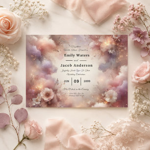 Champagne Blush Stardust Garden Wedding Invitation