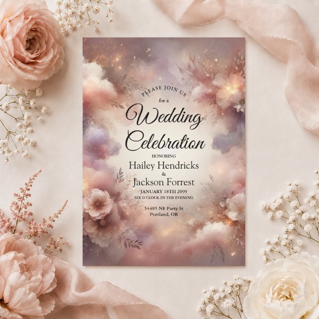 Champagne Blush Stardust Garden Wedding Invitation (Creator Uploaded)