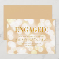Champagne Bokeh Lights Faux Gold Engagement Party