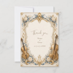 Champagne Botanical metallic Wave wedding Thank You Card
