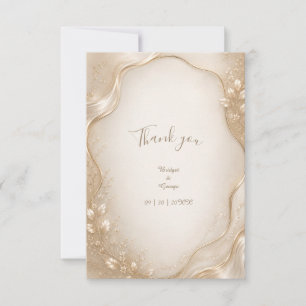 Champagne Botanical metallic Wave wedding Thank You Card