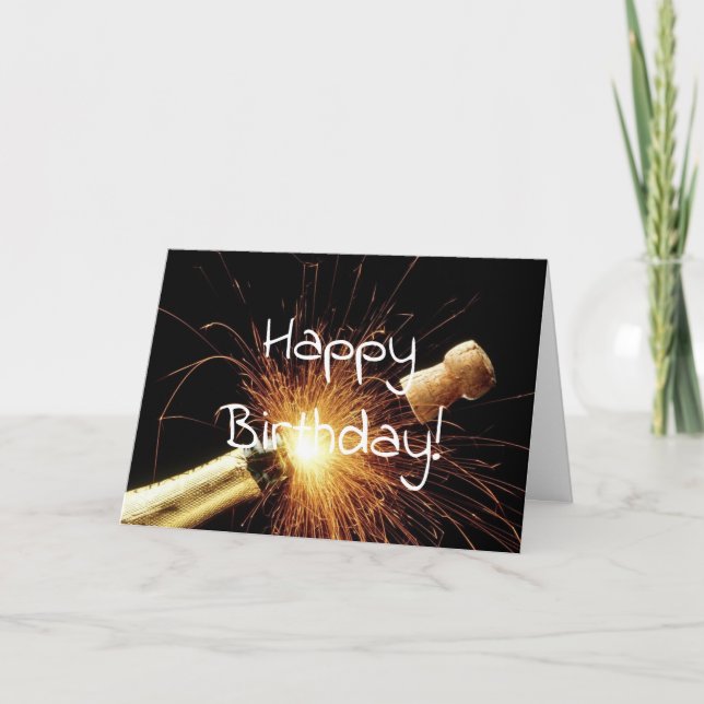 champagne bottle birthday card (Front)