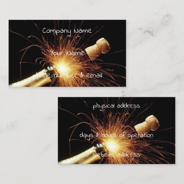 champagne bottle business card (Front/Back)