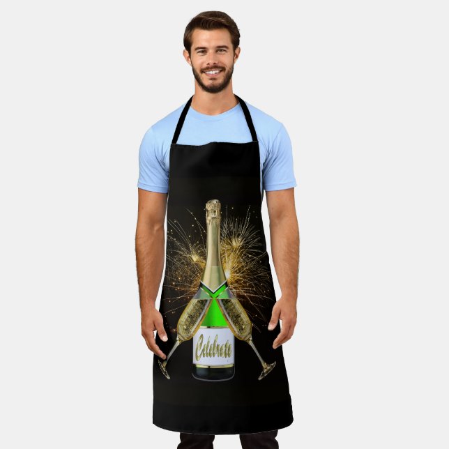 Champagne Bottle Celebrate  Apron (Worn)