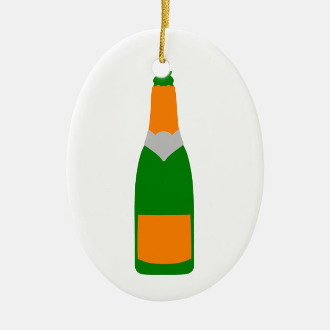 Champagne bottle ceramic tree decoration (Front)