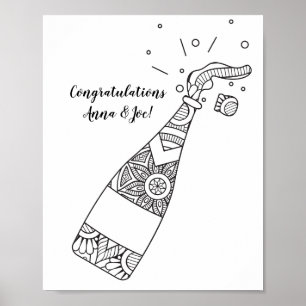 Champagne Bottle Colouring Page Poster
