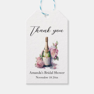 Champagne Bottle Floral Bridal Shower Favour Gift Tags