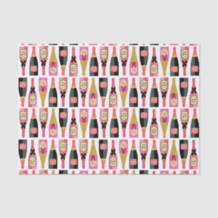 Champagne Bottle Illustration Brush Strokes Tissue Paper