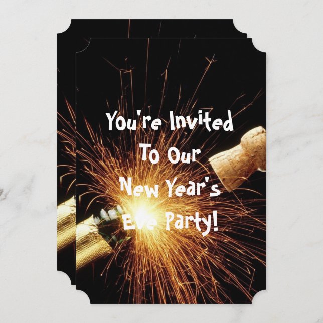 champagne bottle New Year's Eve Invitation (Front/Back)