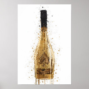 Champagne Bottle Wall Art Print 'Midas'