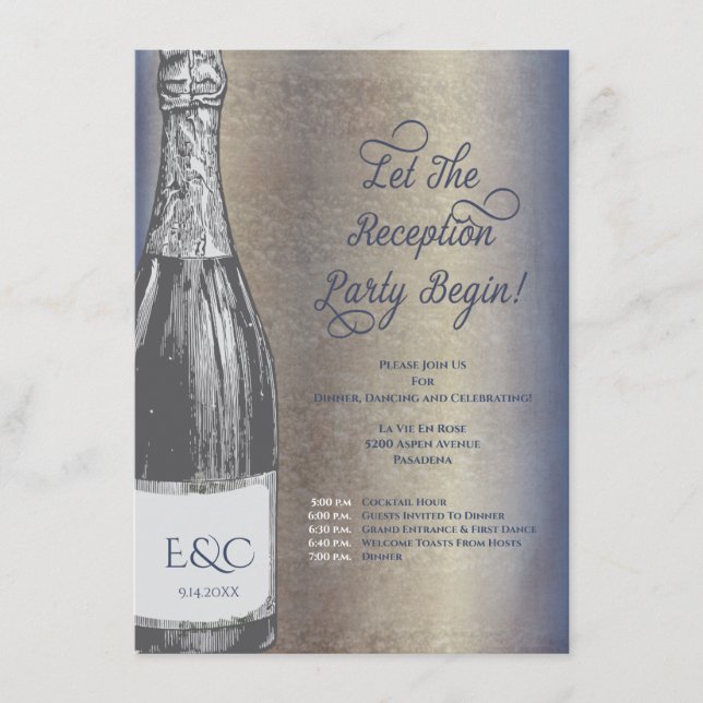 Champagne Bottle Wedding Reception Invitation (Front)