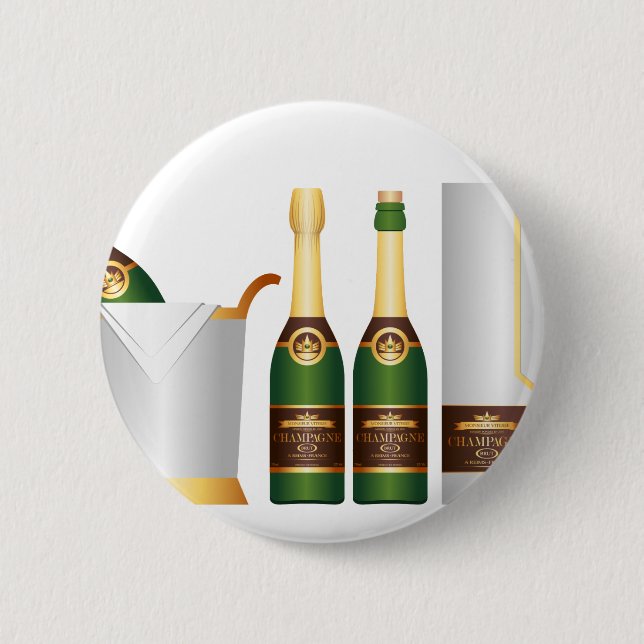 champagne bottles 6 cm round badge (Front)