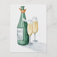 Champagne Bottles and Two Glasses
