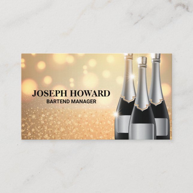 Champagne Bottles | Glamour Background Business Card (Front)