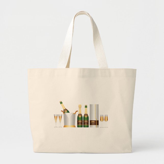 champagne bottles large tote bag (Front)