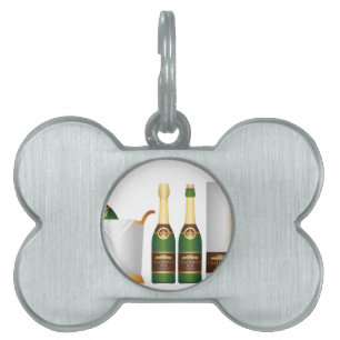 champagne bottles pet name tag