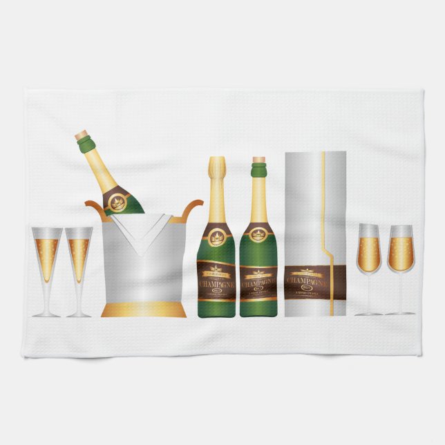 champagne bottles tea towel (Horizontal)