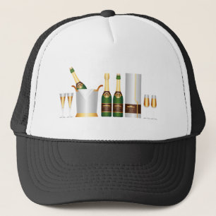 champagne bottles trucker hat