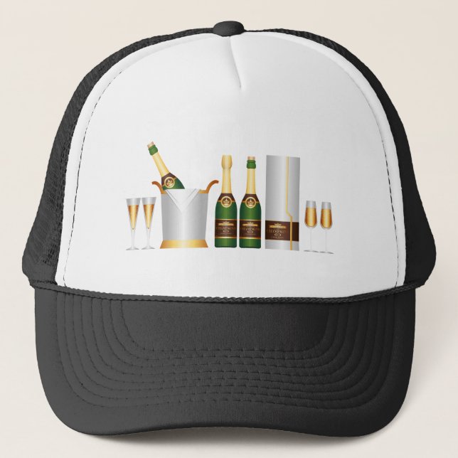 champagne bottles trucker hat (Front)