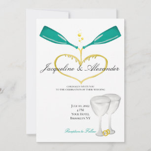 Champagne Bottles Wedding Theme Invitations