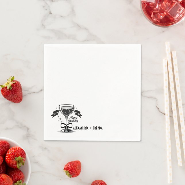 Champagne Bow Birthday Napkin (Insitu)