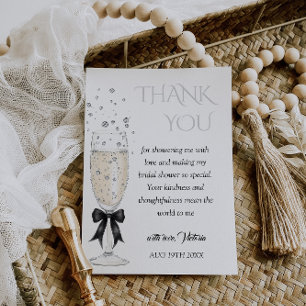 Champagne Bow Bridal Shower Thank You Card