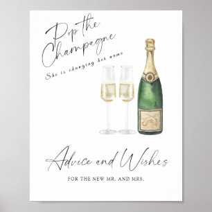Champagne Bridal shower - advice and wishes Poster