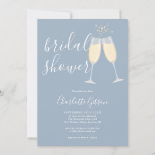 Champagne Bridal Shower Dusty Blue Invitation