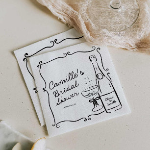 Champagne Bridal Shower Hand Drawn Napkin