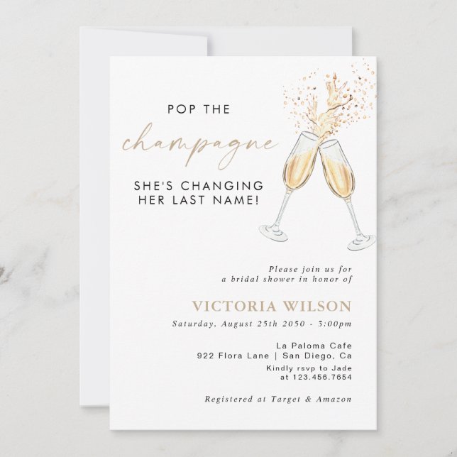 Champagne Bridal Shower Invitation (Front)