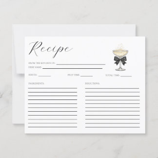 Champagne Bridal Shower Recipe Card